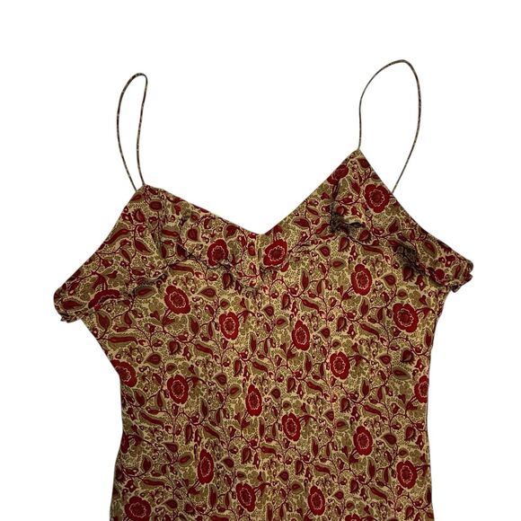 RALPH Ralph Lauren 90s Paisley Floral Slip Dress Medium Y2K Ruffle Bias Cut Midi - Picture 4 of 15